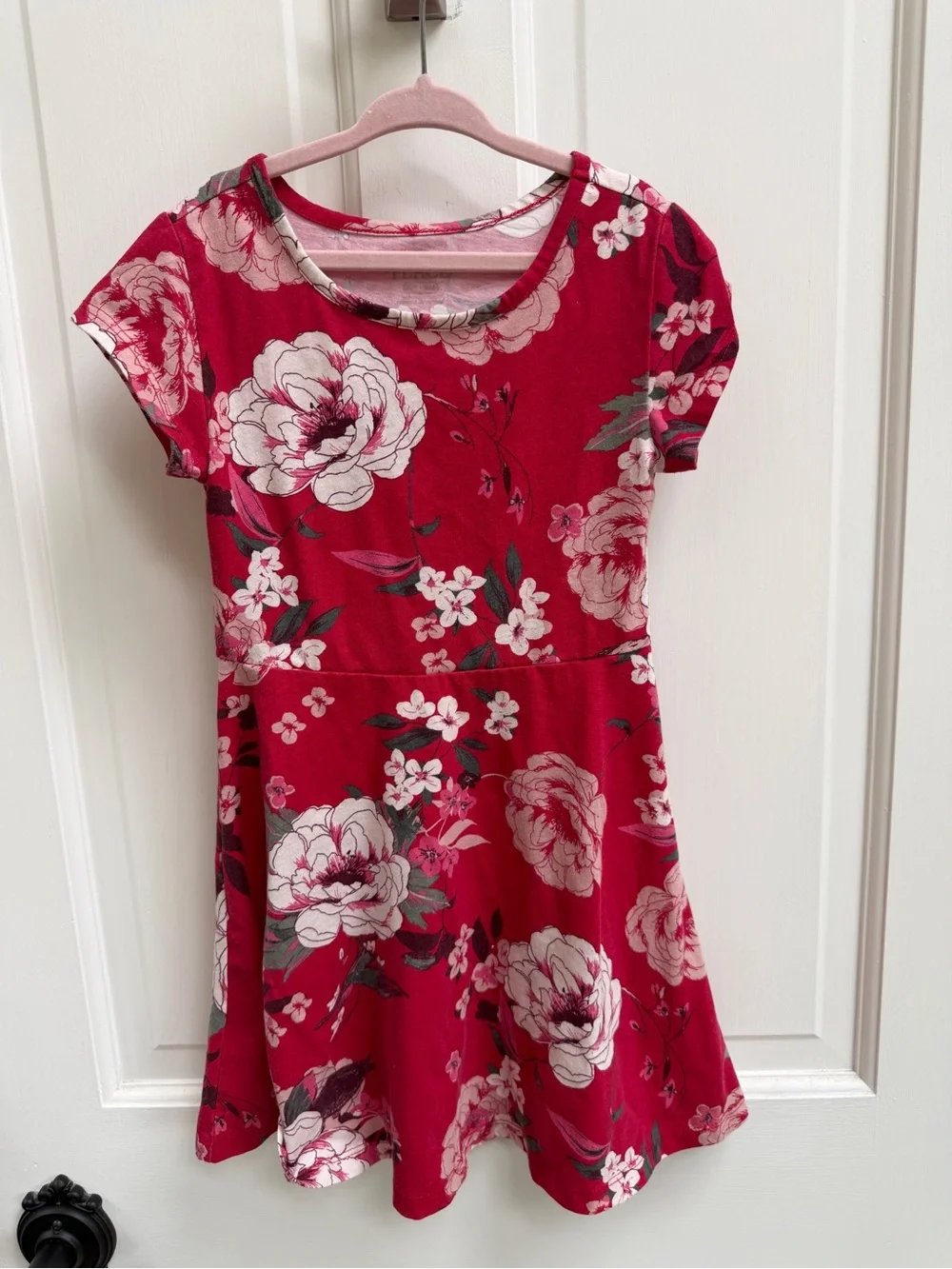 The Children's Place Girls S 5 6 Red Floral Short-Sleeve Dress